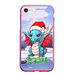 Чехол iPhone 7/8 матовый Символ года дракон 2024, цвет: 3D-малиновый