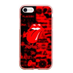 Чехол iPhone 7/8 матовый Rolling Stones logo групп, цвет: 3D-светло-розовый