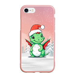 Чехол iPhone 7/8 матовый Дракон праздничных огней, цвет: 3D-светло-розовый