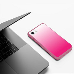 Чехол iPhone 7/8 матовый Бело-розовый градиент, цвет: 3D-малиновый — фото 2