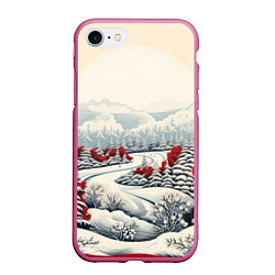 Чехол iPhone 7/8 матовый Зимнее чудо, цвет: 3D-малиновый