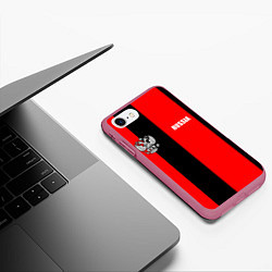 Чехол iPhone 7/8 матовый Красный и черный - герб РФ, цвет: 3D-малиновый — фото 2