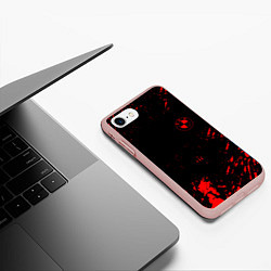 Чехол iPhone 7/8 матовый BMW красные краски на чёрном, цвет: 3D-светло-розовый — фото 2
