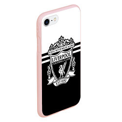 Чехол iPhone 7/8 матовый Ливерпуль - черно-белый, цвет: 3D-светло-розовый — фото 2