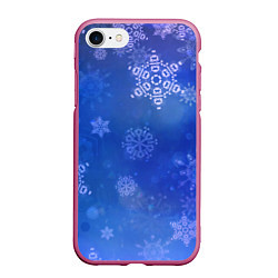 Чехол iPhone 7/8 матовый Декоративные снежинки на фиолетовом, цвет: 3D-малиновый