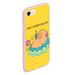 Чехол iPhone 7/8 матовый Капибара dont worry be capy, цвет: 3D-светло-розовый — фото 2