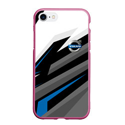 Чехол iPhone 7/8 матовый Volvo - blue sport, цвет: 3D-малиновый
