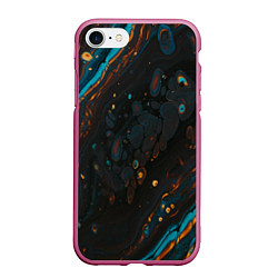 Чехол iPhone 7/8 матовый Разводы на нефтяной луже, цвет: 3D-малиновый