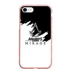 Чехол iPhone 7/8 матовый Assassins creed mirage чернобелый, цвет: 3D-светло-розовый
