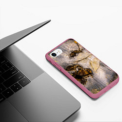 Чехол iPhone 7/8 матовый Текстура пня сосны, цвет: 3D-малиновый — фото 2