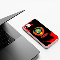 Чехол iPhone 7/8 матовый СССР красные краски, цвет: 3D-светло-розовый — фото 2
