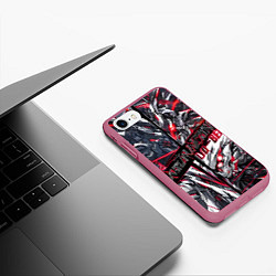 Чехол iPhone 7/8 матовый Киберпанк броня красная, цвет: 3D-малиновый — фото 2