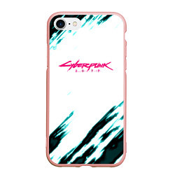 Чехол iPhone 7/8 матовый Cyberpunk2077 stripes, цвет: 3D-светло-розовый