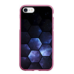 Чехол iPhone 7/8 матовый Космические соты - геометрия, цвет: 3D-малиновый