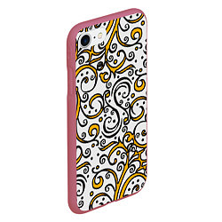Чехол iPhone 7/8 матовый Жёлтый кружевной узор, цвет: 3D-малиновый — фото 2