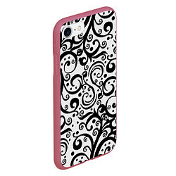 Чехол iPhone 7/8 матовый Чёрный кружевной узор, цвет: 3D-малиновый — фото 2