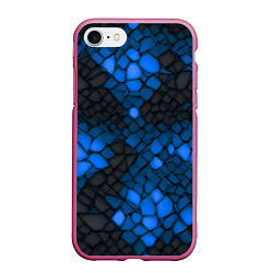 Чехол iPhone 7/8 матовый Синий трескающийся камень, цвет: 3D-малиновый