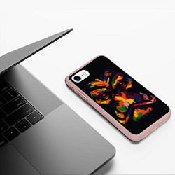 Чехол iPhone 7/8 матовый Морда гориллы поп-арт, цвет: 3D-светло-розовый — фото 2