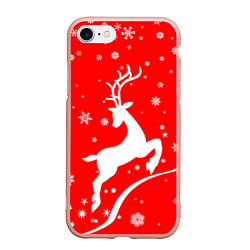 Чехол iPhone 7/8 матовый Christmas deer, цвет: 3D-светло-розовый