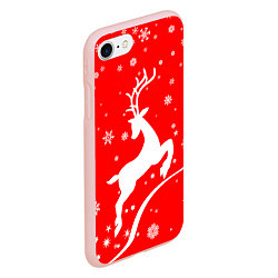 Чехол iPhone 7/8 матовый Christmas deer, цвет: 3D-светло-розовый — фото 2