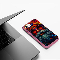 Чехол iPhone 7/8 матовый Хайповый дед Мороз, цвет: 3D-малиновый — фото 2