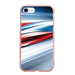 Чехол iPhone 7/8 матовый Белая синяя красная абстракция, цвет: 3D-светло-розовый