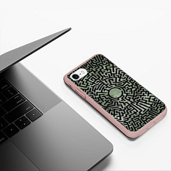 Чехол iPhone 7/8 матовый Лабиринт круг, цвет: 3D-светло-розовый — фото 2