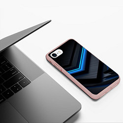 Чехол iPhone 7/8 матовый Голубая абстракция, цвет: 3D-светло-розовый — фото 2