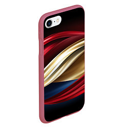 Чехол iPhone 7/8 матовый Золотые и красные волны абстракции, цвет: 3D-малиновый — фото 2
