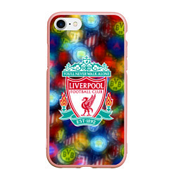 Чехол iPhone 7/8 матовый Liverpool все logo неон, цвет: 3D-светло-розовый