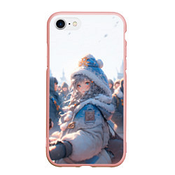 Чехол iPhone 7/8 матовый Аниме Снегурочка, цвет: 3D-светло-розовый