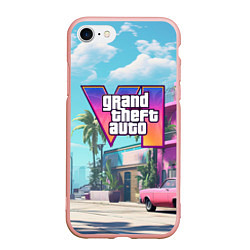 Чехол iPhone 7/8 матовый GTA 6 Vice city, цвет: 3D-светло-розовый