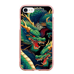 Чехол iPhone 7/8 матовый Два Японских дракона - ирезуми, цвет: 3D-светло-розовый