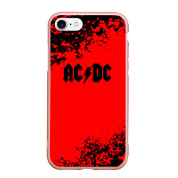Чехол iPhone 7/8 матовый AC DC skull rock краски, цвет: 3D-светло-розовый
