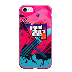 Чехол iPhone 7/8 матовый Gta 6 abstract logo style, цвет: 3D-малиновый