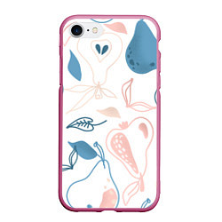 Чехол iPhone 7/8 матовый Силуэты груш, цвет: 3D-малиновый