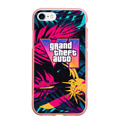 Чехол iPhone 7/8 матовый GTA 6 logo abstract, цвет: 3D-светло-розовый