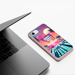 Чехол iPhone 7/8 матовый Gta 6 retro style, цвет: 3D-светло-розовый — фото 2