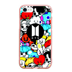 Чехол iPhone 7/8 матовый Bangtan Boys logo band, цвет: 3D-светло-розовый