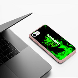 Чехол iPhone 7/8 матовый Samurai green fire toxic, цвет: 3D-светло-розовый — фото 2