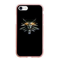 Чехол iPhone 7/8 матовый Ведьмак логотип, цвет: 3D-светло-розовый
