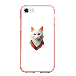 Чехол iPhone 7/8 матовый Белый кот от ai, цвет: 3D-светло-розовый