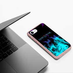 Чехол iPhone 7/8 матовый God of war неоновый шторм, цвет: 3D-светло-розовый — фото 2
