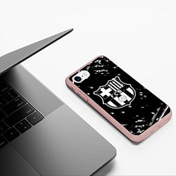 Чехол iPhone 7/8 матовый Barcelona белые краски спорт, цвет: 3D-светло-розовый — фото 2