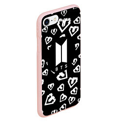 Чехол iPhone 7/8 матовый BTS band black kpop, цвет: 3D-светло-розовый — фото 2