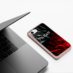 Чехол iPhone 7/8 матовый Ведьмак лого битва огней, цвет: 3D-светло-розовый — фото 2