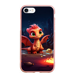 Чехол iPhone 7/8 матовый Удивленный дракон и свечки, цвет: 3D-светло-розовый