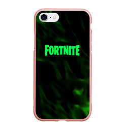 Чехол iPhone 7/8 матовый Fortnite языки пламени зелёный, цвет: 3D-светло-розовый