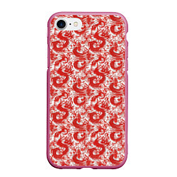 Чехол iPhone 7/8 матовый Красные драконы на белом фоне, цвет: 3D-малиновый