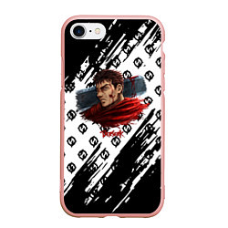 Чехол iPhone 7/8 матовый Berserk anime black pattern, цвет: 3D-светло-розовый